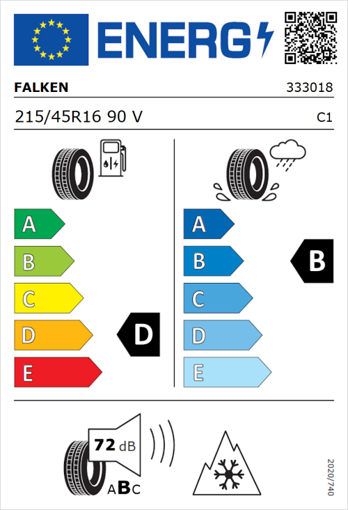 Tyre Label for Falken Eurowinter HS01 215/45R16 90V