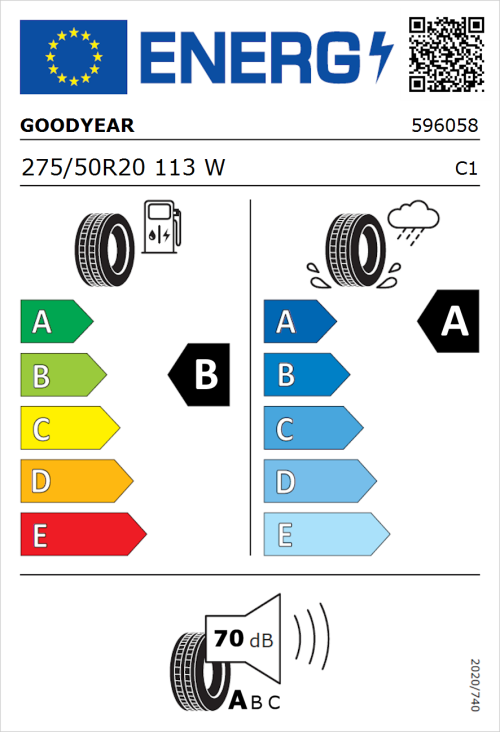 Tyre Label for Goodyear Eagle F1 Asymmetric 6 275/50R20 113W