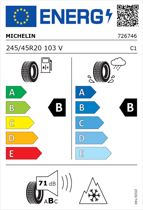 Tyre Label for Michelin CrossClimate 2 SUV 245/45R20 103V