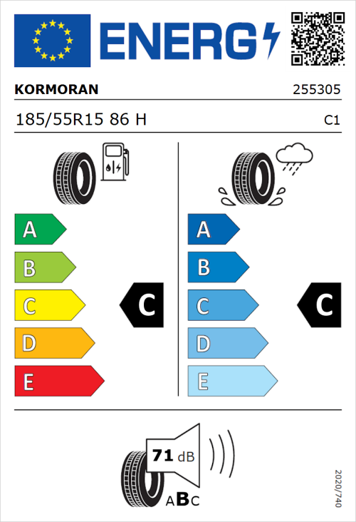 Tyre Label for Kormoran Summer 3 185/55R15 86H
