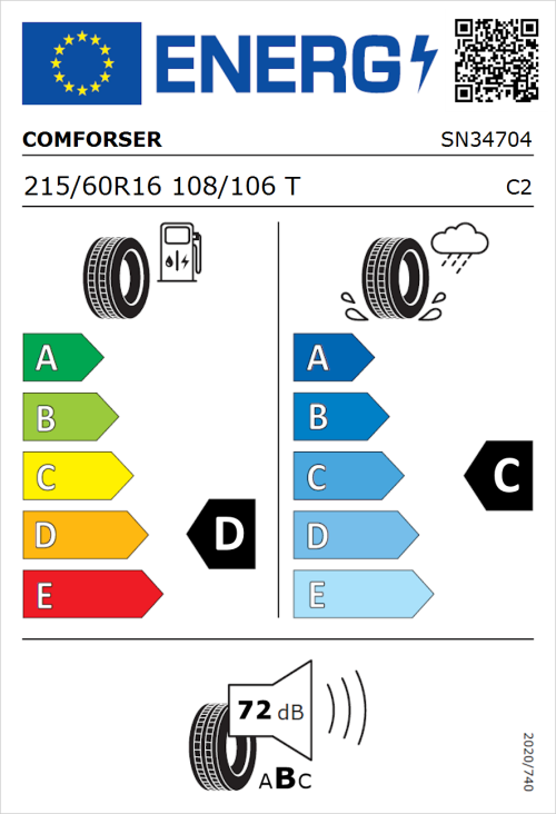 Tyre Label for Comforser CF350 215/60R16 108/106T