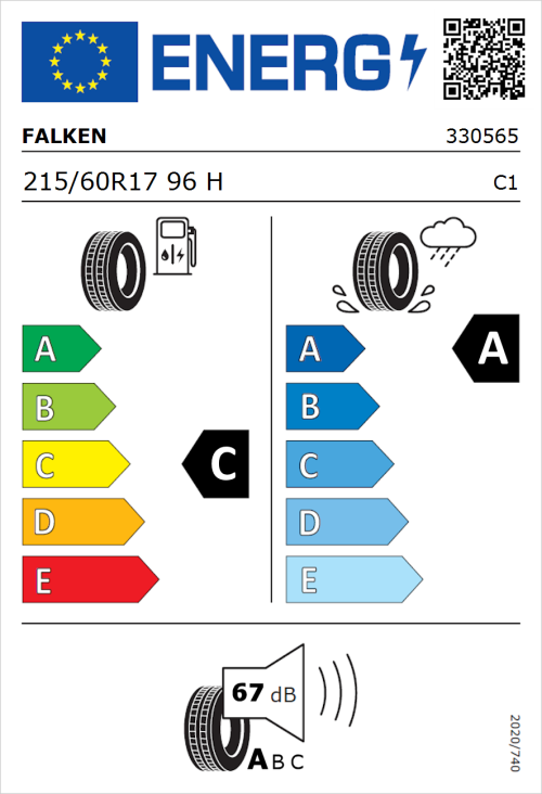 Tyre Label for Falken Ziex  ZE310 Ecorun 215/60R17 96H